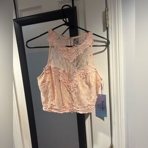 Two piece light pink prom dress